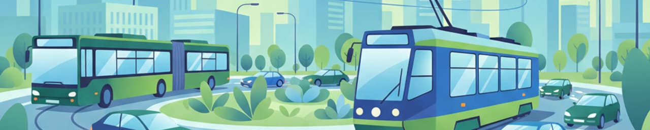 Poolse rotondes met trams en openbaar vervoer