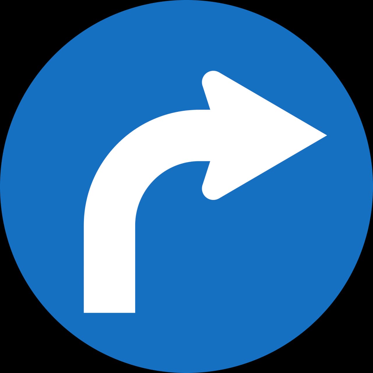 15-prescribed-direction-turn-right - Nakazany kierunek: skręt w prawo znak drogowy