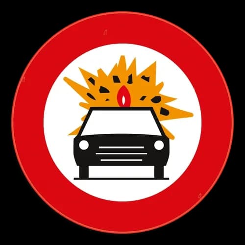 C24b - No entry for vehicles transporting flammable or explosive goods road sign
