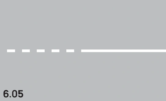 6.05 - Panneau routier Bande d'avertissement avancée (blanche, discontinue rapprochée)