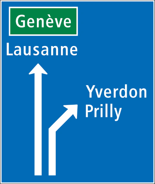 4.38 - Panneau routier Annonce d'une bifurcation sur une route principale à deux voies