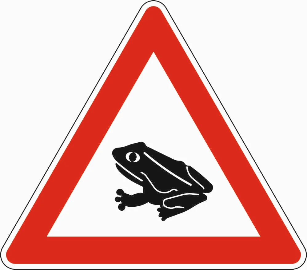 101-14 - Amphibienwanderung - Aufstellung rechts Verkehrsschild