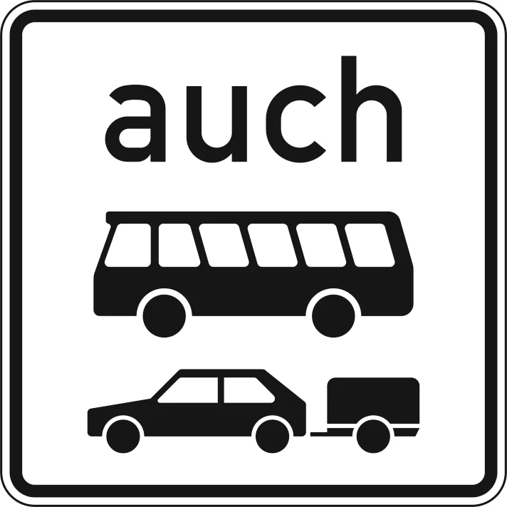 1060-32 - Auch Busse, PKW mit Anhängern (Bereich LKW-Kontrollen) Verkehrsschild