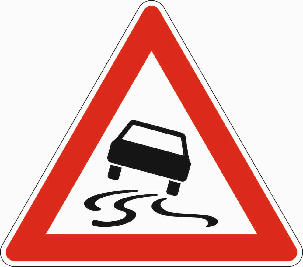 114 - Schleuder- oder Rutschgefahr Verkehrsschild