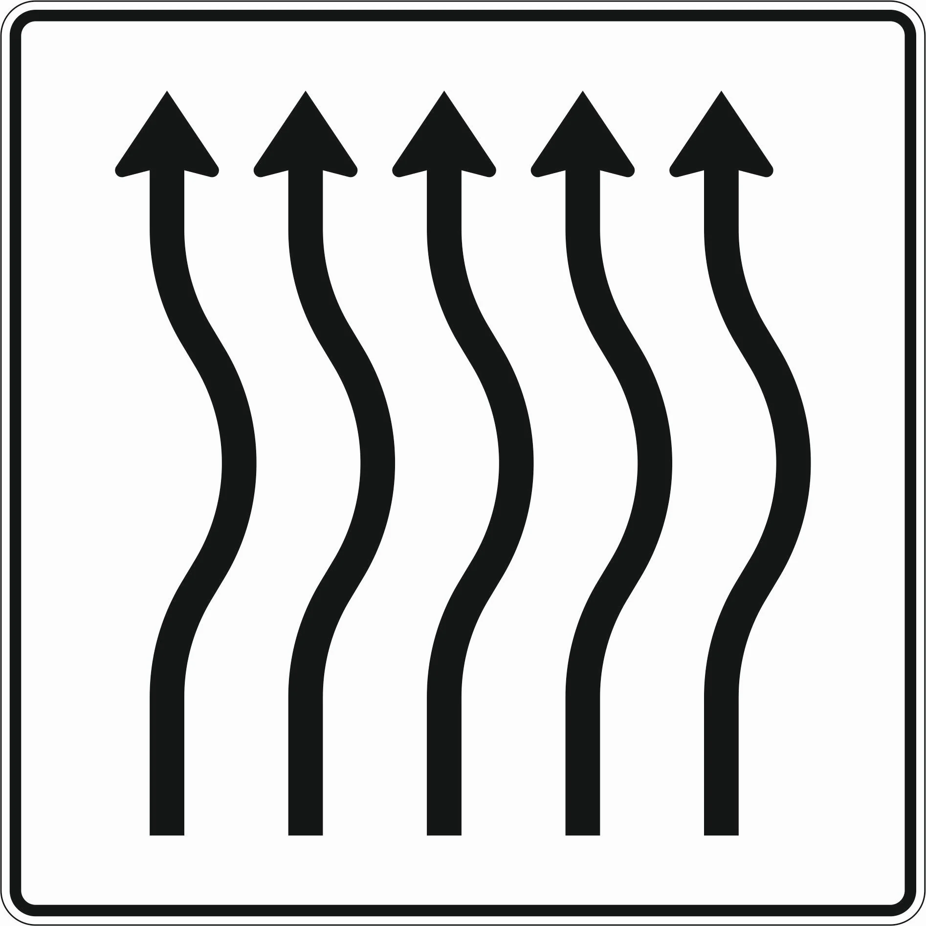 513-24 - Verschwenkungstafel kurze Verschwenkung – ohne Gegenverkehr – 5-streifig nach rechts Verkehrsschild