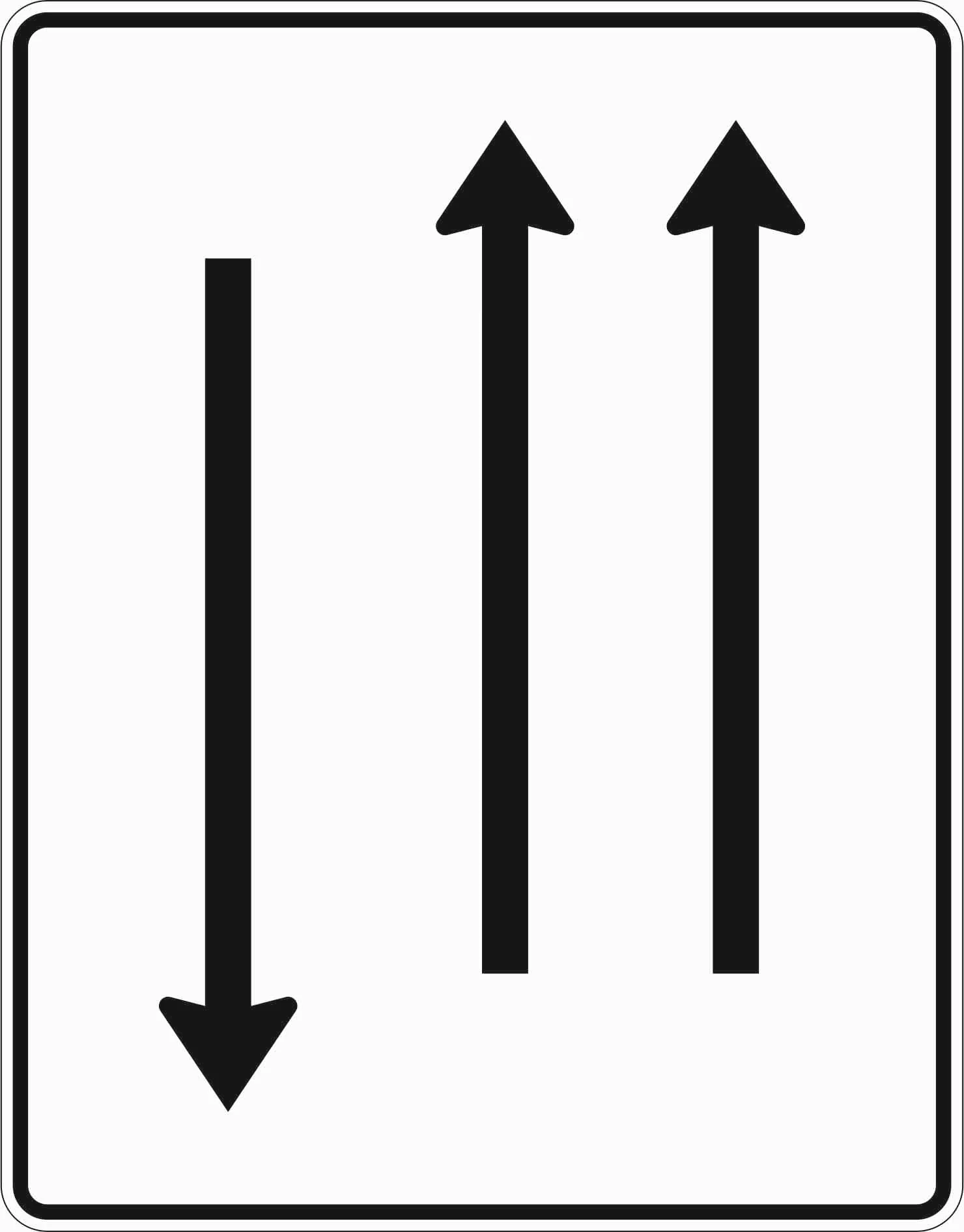 522-31 - Fahrstreifentafel - mit Gegenverkehr - 2-streifig in Fahrtrichtung und 1-streifig in Gegenrichtung Verkehrsschild