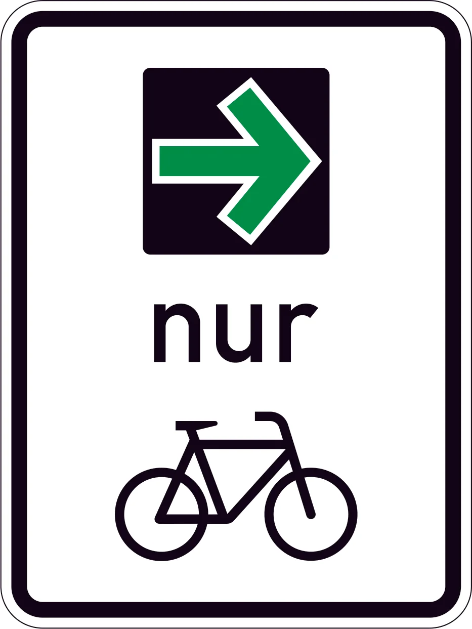721 - Grünpfeilschild mit Beschränkung auf den Radverkehr Verkehrsschild