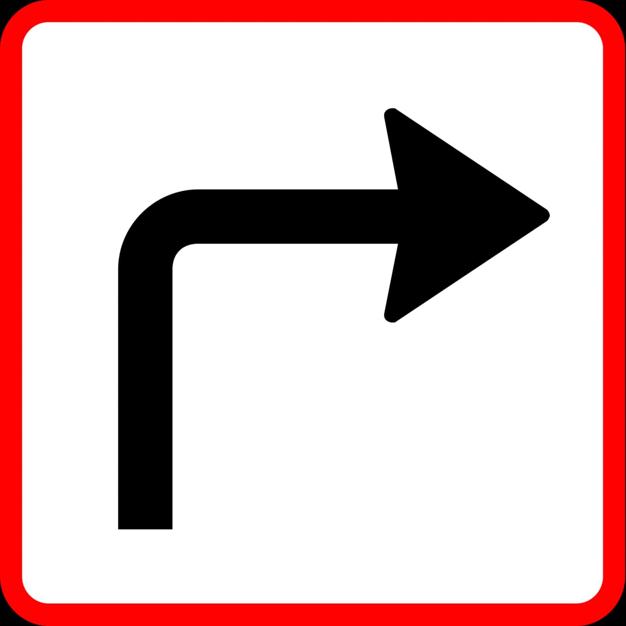 U6.3 - A sign combination this panel is a part of, takes effect after a right turn in the intersection ahead road sign