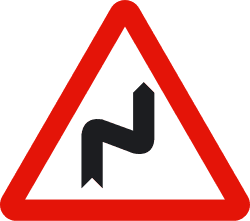 P-14a - Dangerous curves, first to the right road sign