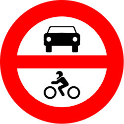 R-102 - No motor vehicles road sign