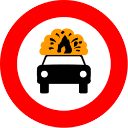 R-109 - No vehicles transporting explosive or flammable goods road sign