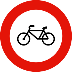 R-114 - No bicycles road sign