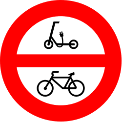 R-119 - No personal mobility devices and bicycles road sign