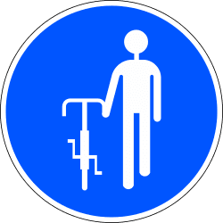 R-422 - Dismount and continue on foot road sign