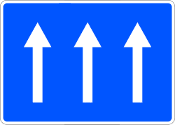 S-11b - One-way road (three lanes) road sign