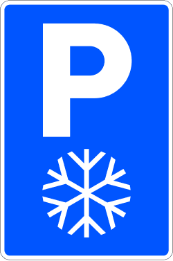 S-129 - Secure Parking Area with Services road sign