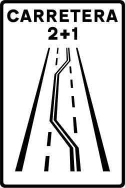 S-1c - 2+1 Road road sign