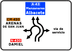 S-203 - Advance Roundabout Sign with Lane Selection by Intended Movement road sign