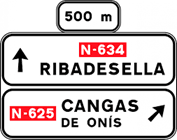 S-220a - Advance Sign with Side Panel on a Conventional or Multi-lane Road toward a Conventional or Multi-lane Road and the Current Direction road sign