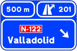 S-235 - Pre-signaling with signs on the highway or dual carriageway to any road road sign