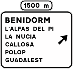 S-245 - Supplementary Advance Sign for Towns on a Conventional or Multi-lane Road road sign