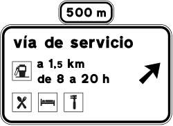 S-264 - Pre-signaling on a conventional road for a service road road sign