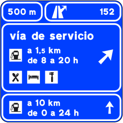 S-266a - Pre-signaling on a highway or dual carriageway of a service road, with an exclusive exit road sign