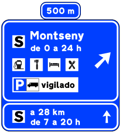 S-271 - Service area pre-signaling road sign