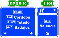S-368 - Signs on the highway or dual carriageway road. Exit to the highway or highway and own direction road sign