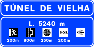 S-531 - Tunnel Location Sign on a Motorway or Dual Carriageway with Safety Facility Information road sign