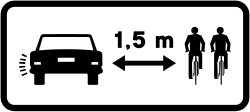 S-891 - Minimum distance for overtaking cyclists road sign