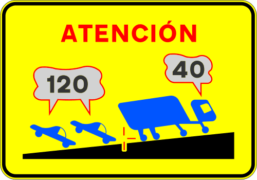S-993 - Advertencia de riesgo de alcances en tramo de motorway o dual carriageway en pendiente ascendente road sign
