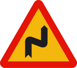 TP-14a - Dangerous curves to the right road sign