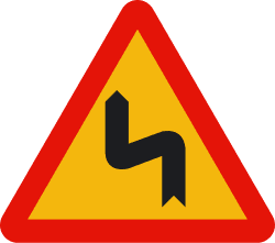 TP-14b - Dangerous curves to the left road sign