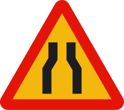 TP-17 - Road narrows on both sides road sign
