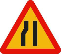 TP-17b - Road narrows on the left road sign