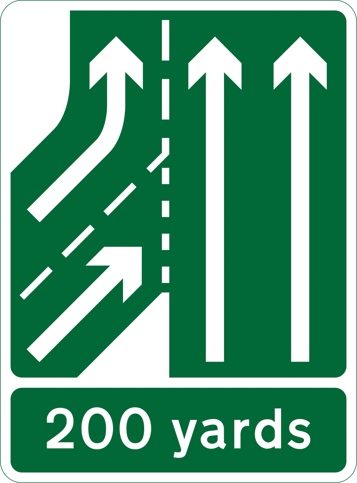 873 - Zuspurung von links in 200 Metern Verkehrsschild