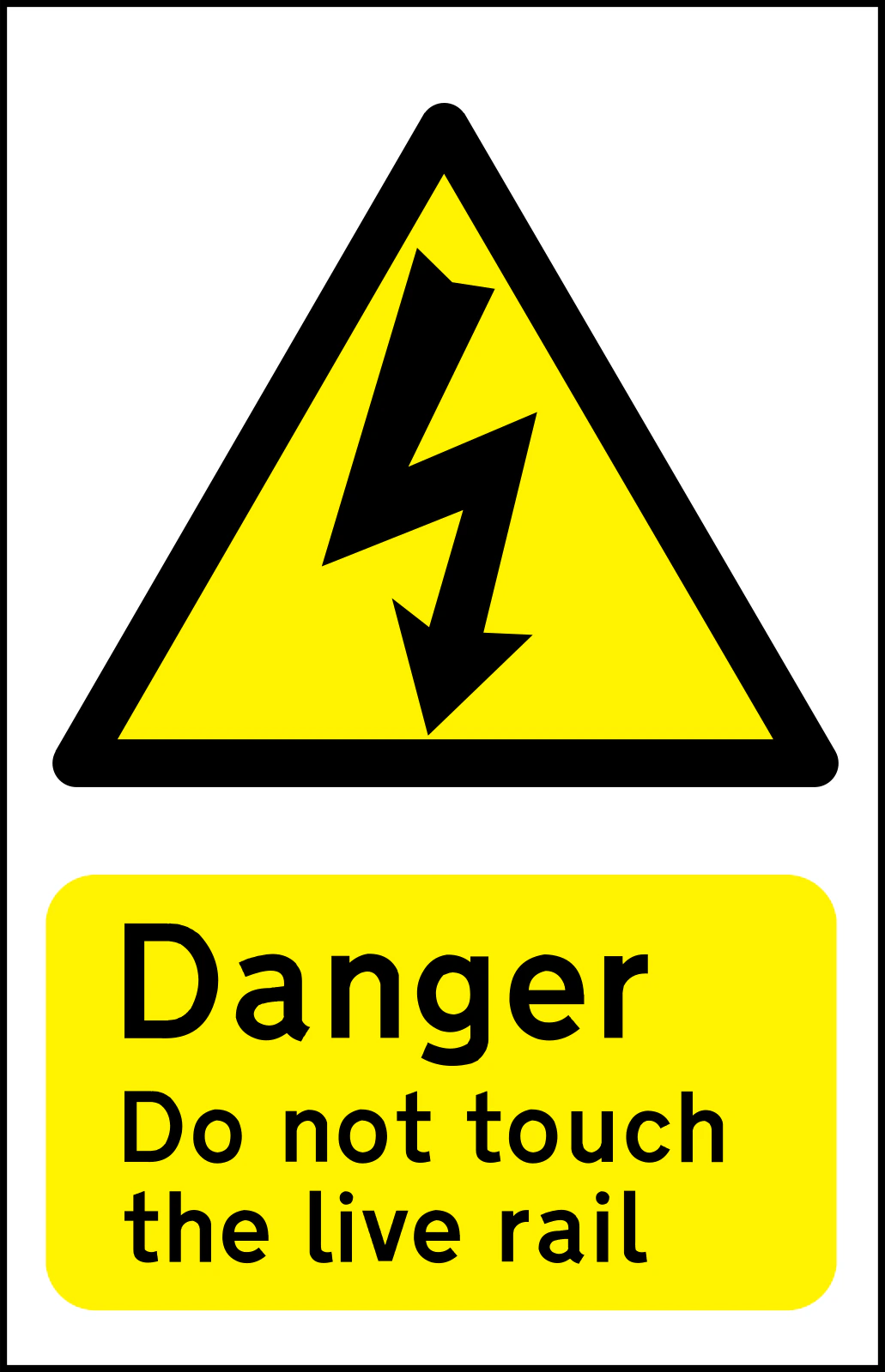 LC-LIVE-RAIL - Live rail at crossing road sign