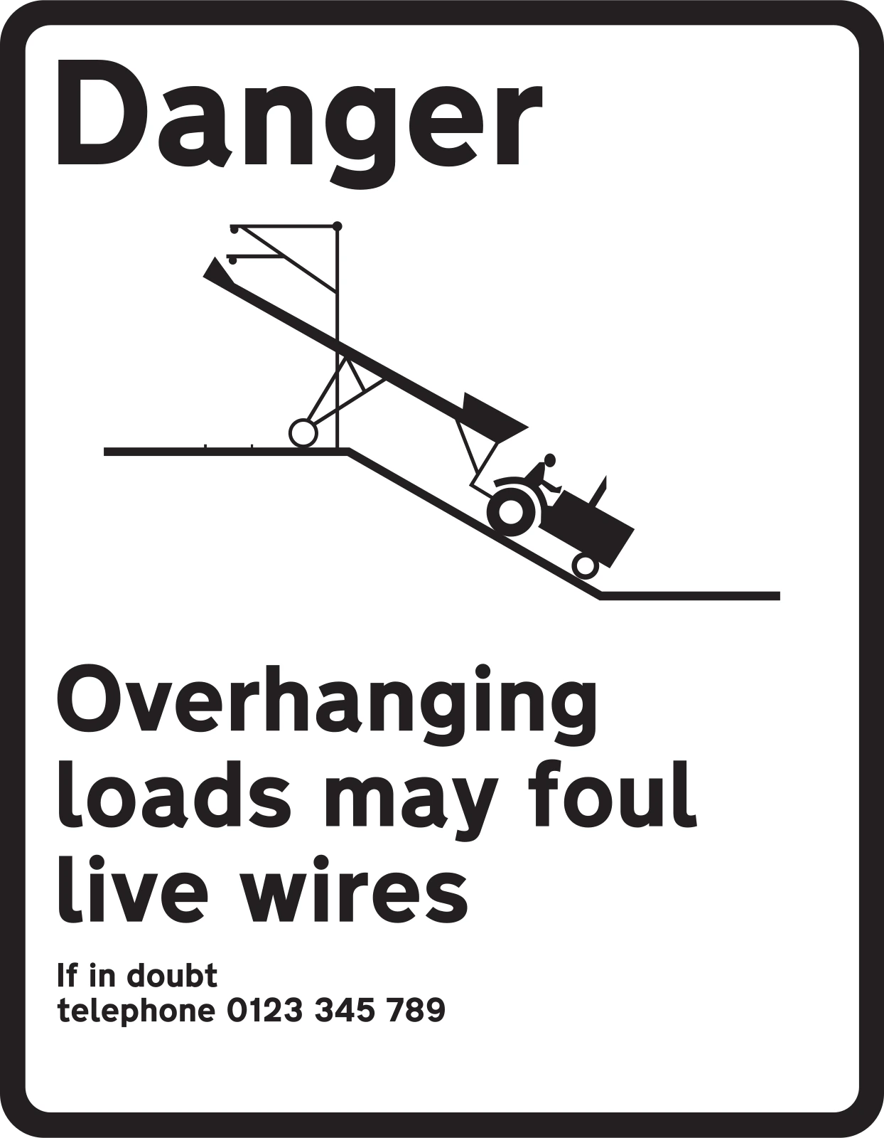 LC-OW-STEEP - Riesgo de cables aéreos para cargas largas señal de tráfico