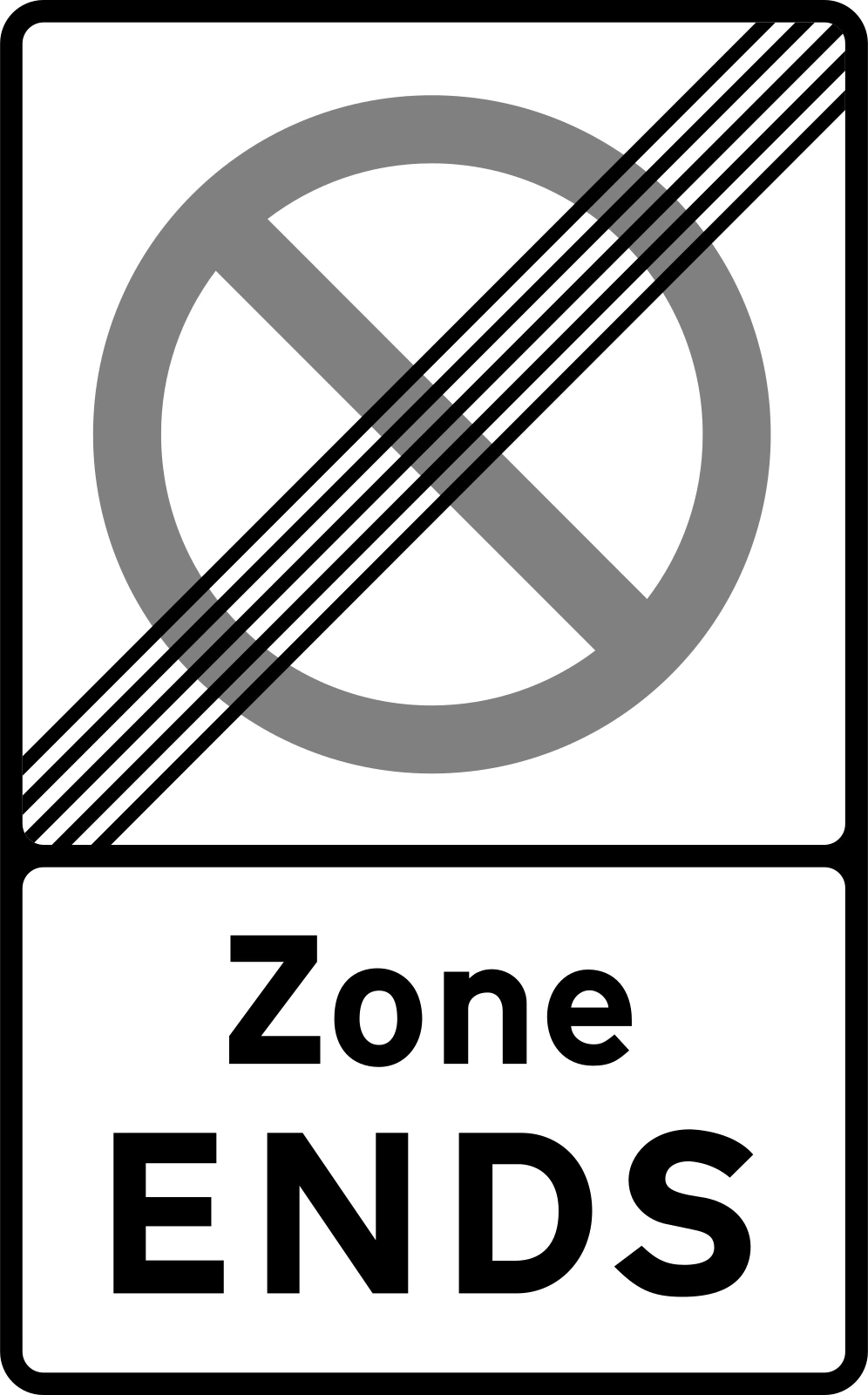 664 - End of controlled or voucher parking zone road sign