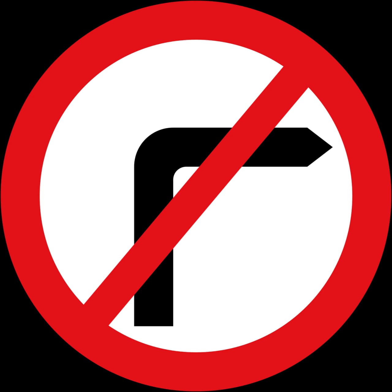 612 - No right turn for vehicular traffic road sign
