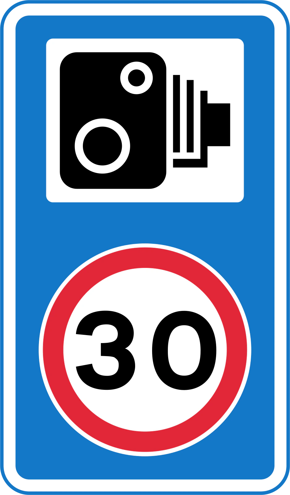 880 - Achtung: Überwachung der Geschwindigkeit - Erinnerung an 50 km/h Verkehrsschild