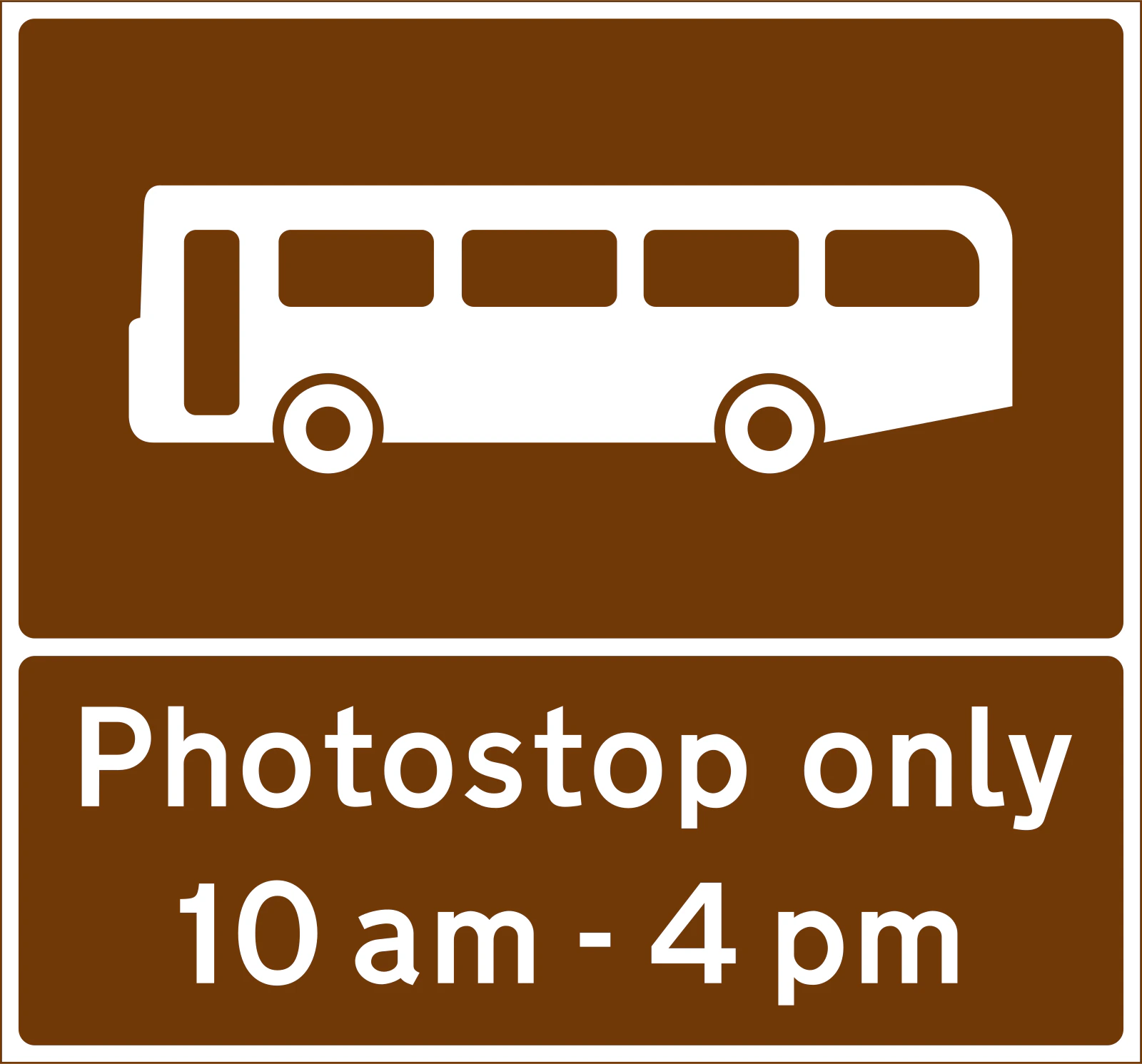 972 - Tourist coach photo stop road sign