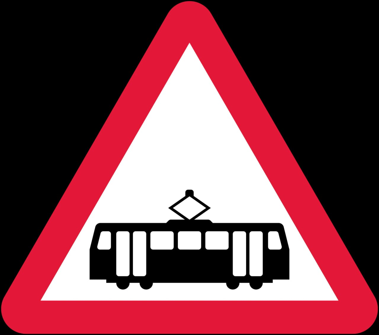 772 - Trams likely to be crossing ahead road sign