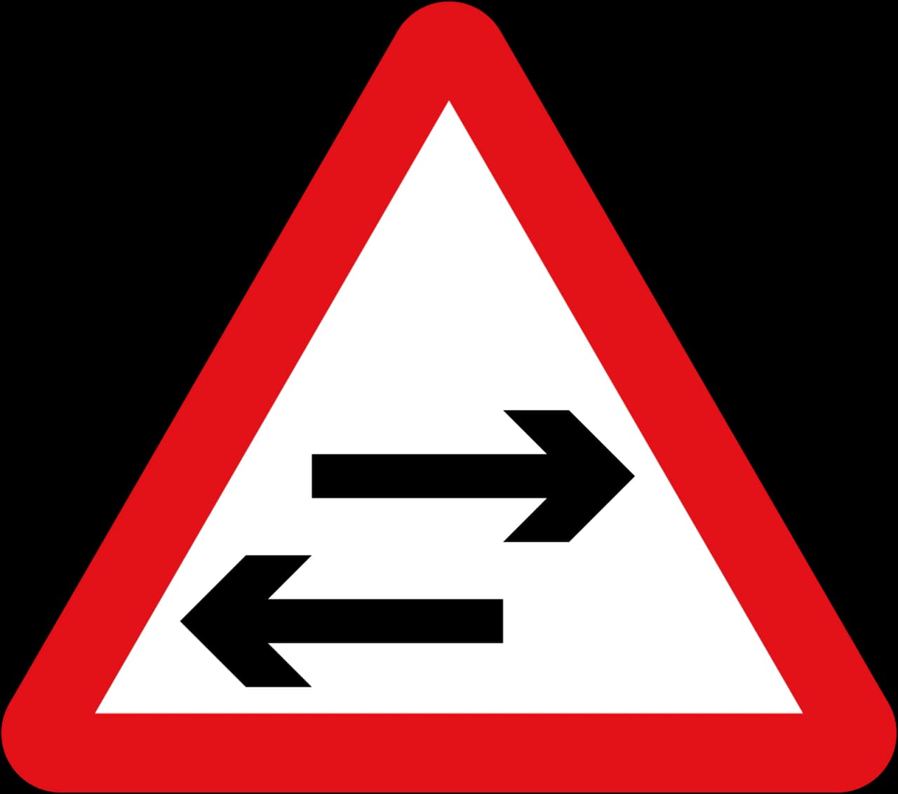 522 - Two-way traffic on route crossing ahead road sign