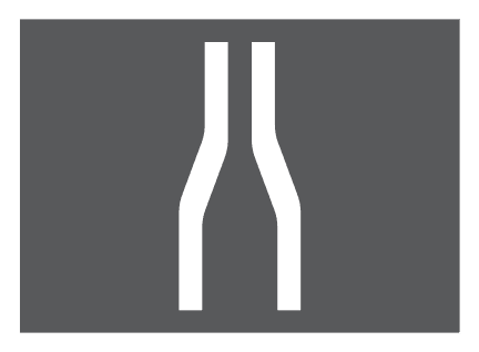 1044 - Symbol For Single Lane Narrowing road sign