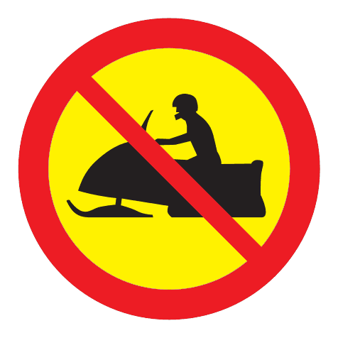 306.43 - Driving All-terrain Vehicles On Tracks (snowmobiles) Is Prohibited road sign