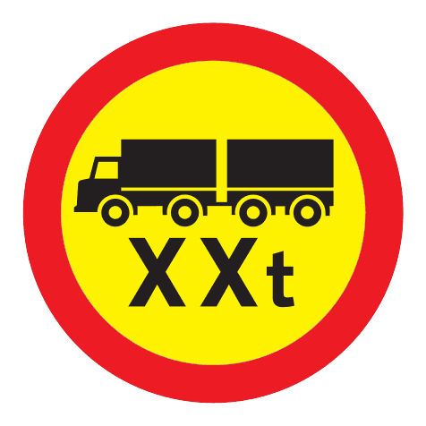318.2 - Limited Total Weight Of Connected Vehicles, Numerical Value Varies road sign