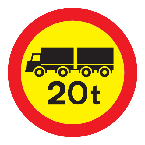 318.2 - Limited Total Weight Of Connected Vehicles road sign