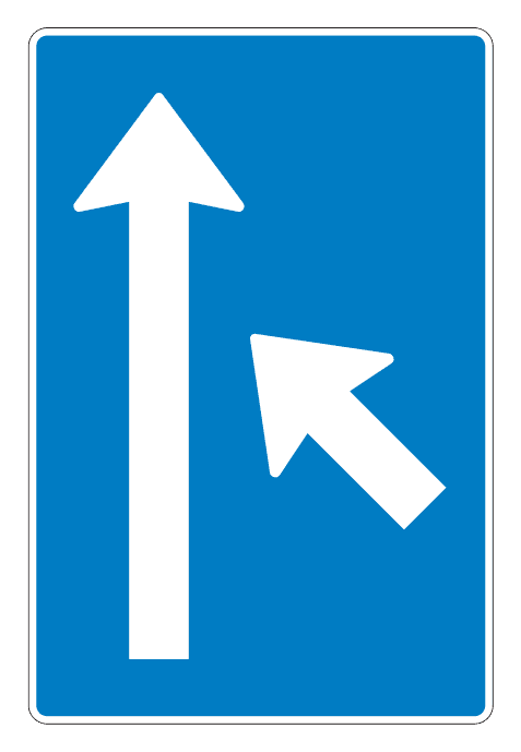 500.60.agv_-1 - Overhead Lane-Use Sign - Straight Ahead and Merge Left road sign